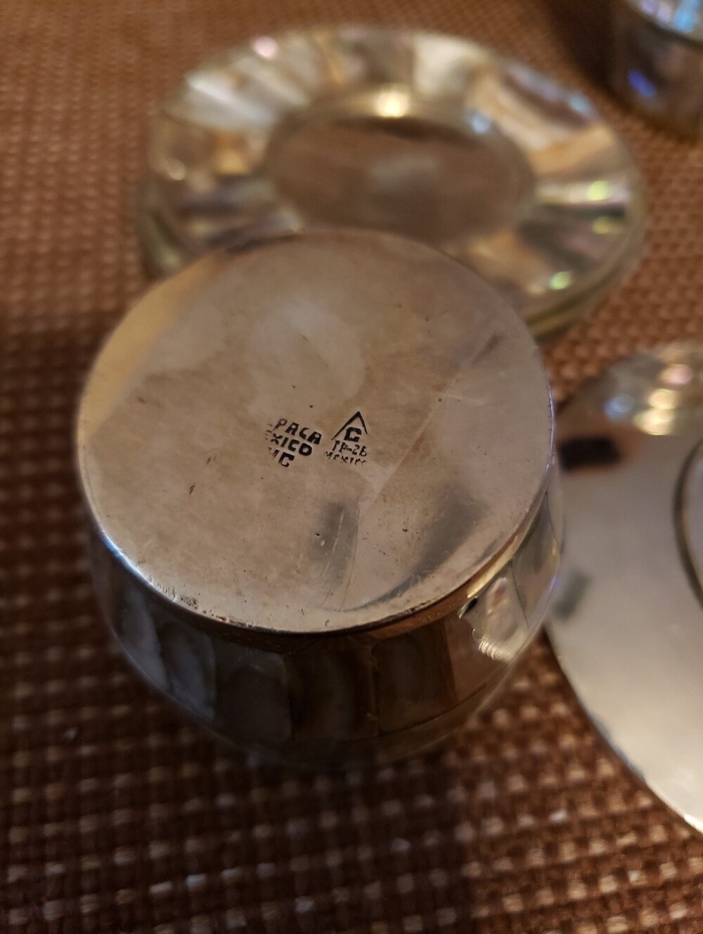 Vintage Abalone Alpaca Silver Demitasse Expresso Cups And Saucers - Picture 7 of 7